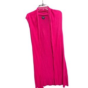 Colour Works Womens Hot Pink Viscose Sleeveless Open Front Cardigan Vest Small